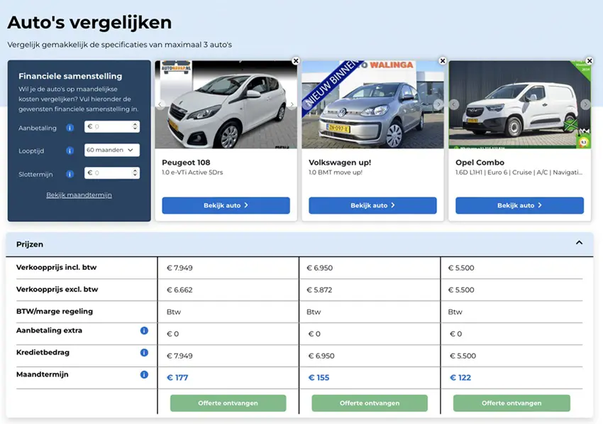 auto vergelijkenmodule website fl4y